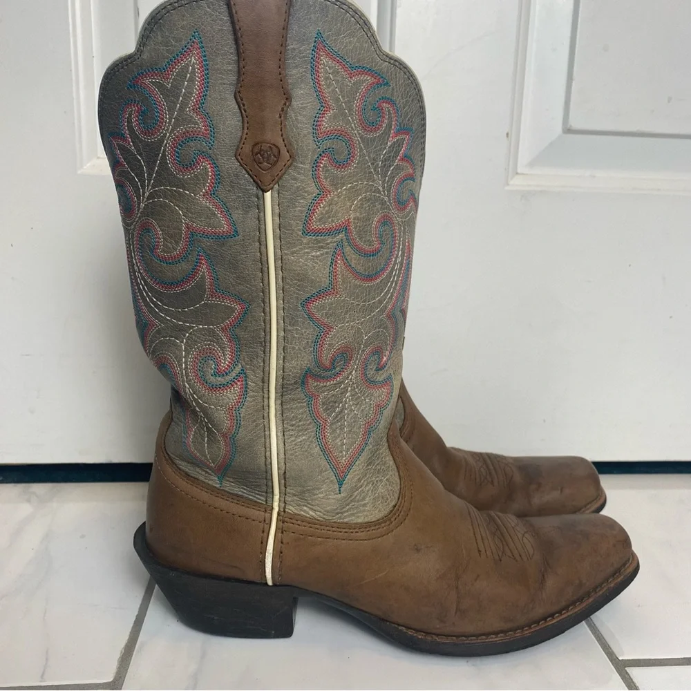 Ariat Women’s round up square toe western boots coastal cowgirl embroidered 8.5 - Picture 8 of 13
